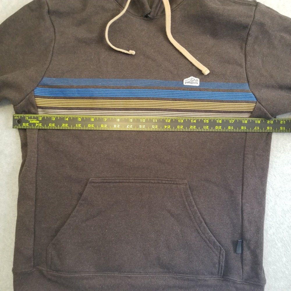 Patagonia Hoodie Mens Small Brown Uprisal Striped Fitz Roy Patch Fleece Outdoor - Picture 6 of 10